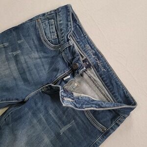 Wired Heart Bootcut Jeans Womens 28 Blue Distressed Slim Stretch Denim C1113B